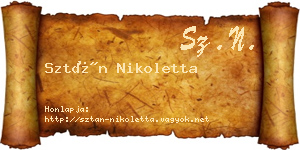Sztán Nikoletta névjegykártya