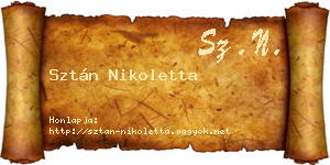 Sztán Nikoletta névjegykártya
